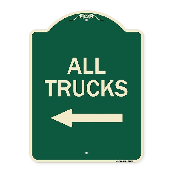 Signmission Driveway All Trucks with Left Arrow Heavy-Gauge Aluminum Architectural Sign, 24" x 18", G-1824-24130 A-DES-G-1824-24130 - main